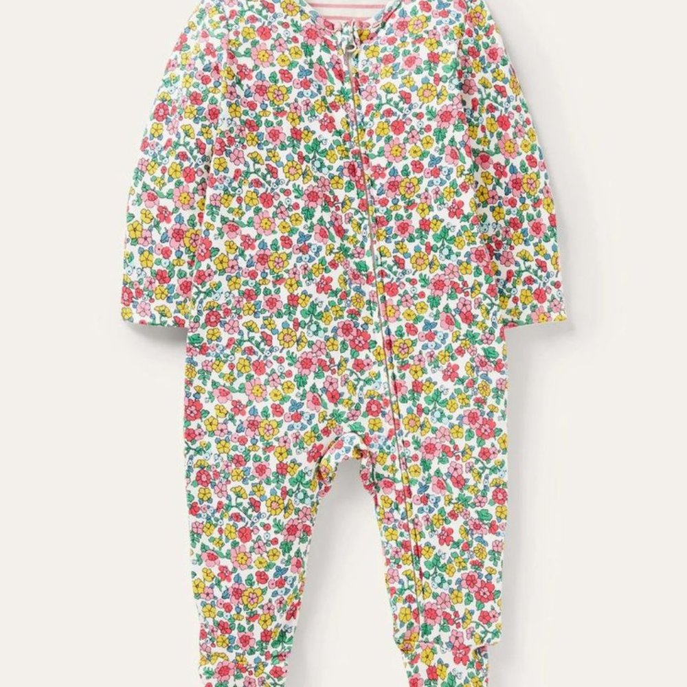 Baby Boden Zip Sleepsuit Multi Vintage Flowerbed 0-3